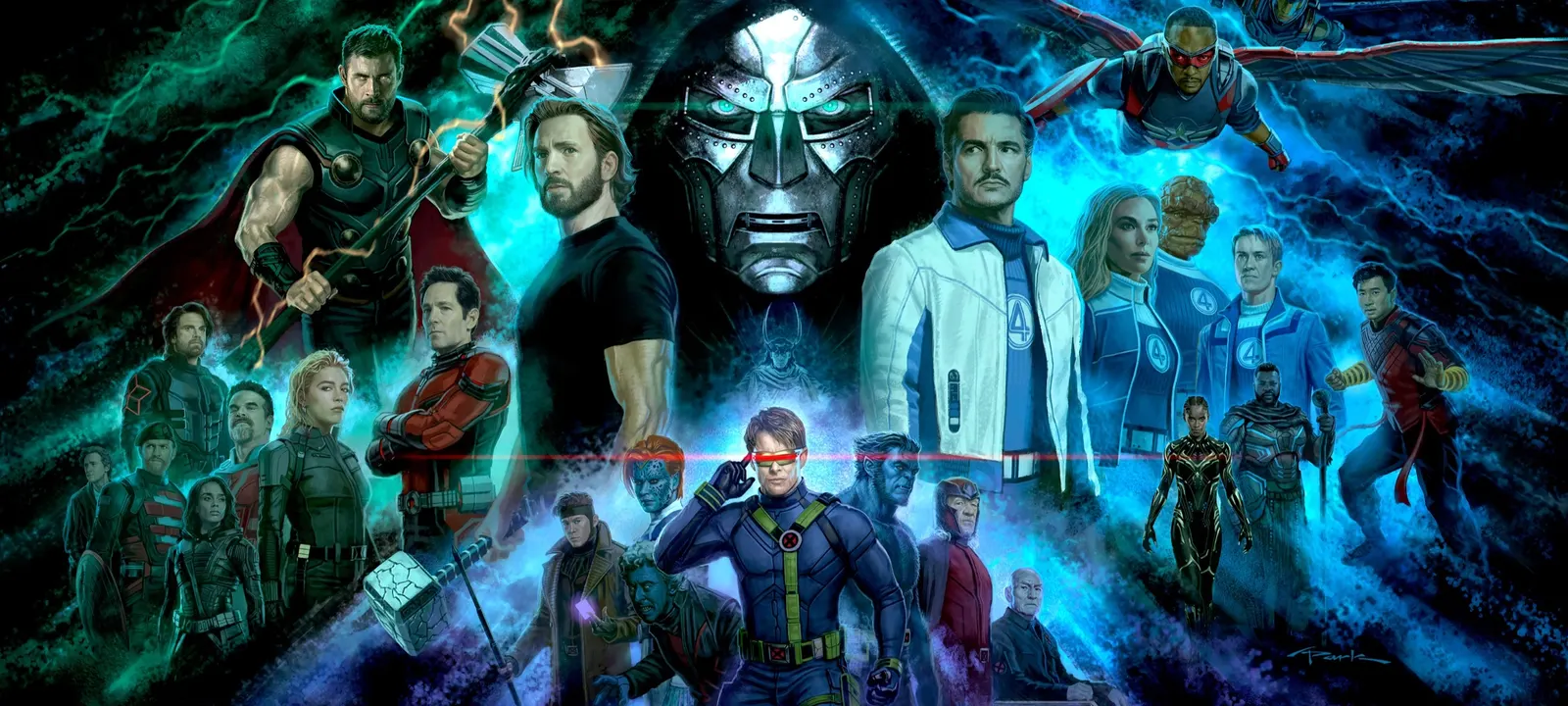 Vingadores: Doutor Destino ganha banner épico revelando visuais de heróis