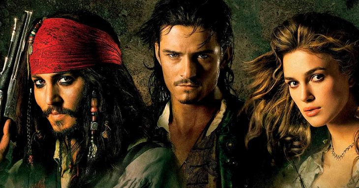 Johnny Depp, Keira Knightley, Orlando Bloom em Piratas do Caribe (Crédito: Montagem/Walt Disney)