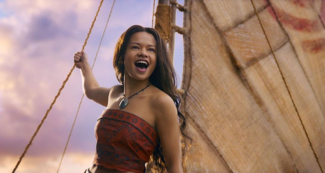 Foto do live-action Moana: Um Mar de Aventuras, com Catherine Laga'aia como Moana – Divulgação/Walt Disney Pictures