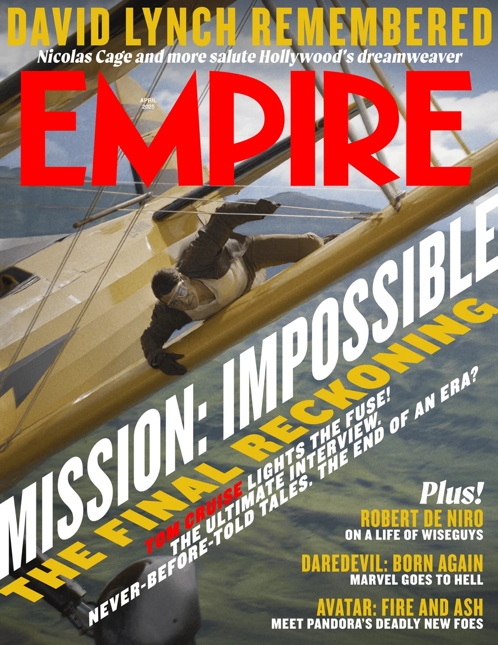 Capa da revista Empire em que Tom Cruise está pendurado em um avião em Missão: Impossível - O Acerto Final – Empire/Divulgação.