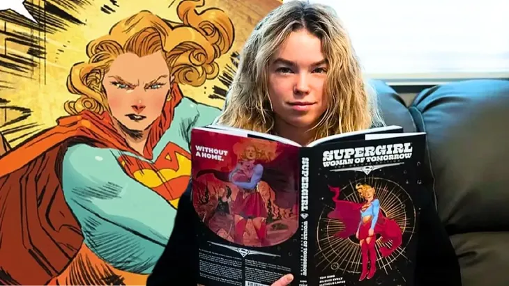 Milly Alcock nos bastidores de Supergirl (Crédito: Divulgação/DC Studios)