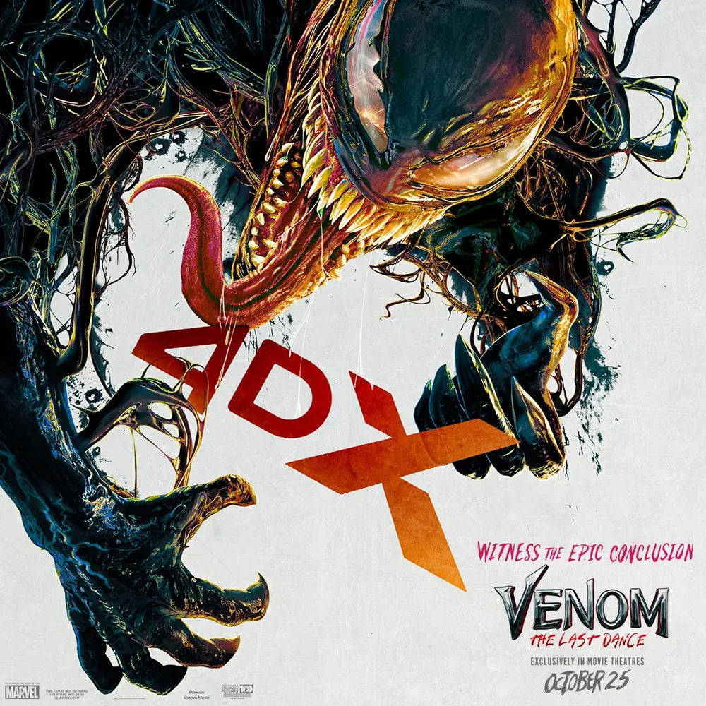 Pôster divulgado pela 4DX, criado pelo artista David Sauste para 'Venom: A Última Rodada' – Divulgação/4DX.