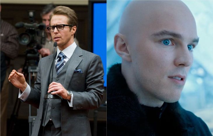 Sam Rockwell como Justin Hammer em Homem de Ferro 2 e Nicholas Hoult como Lex Luthor em Superman (Crédito: Montagem/Marvel Studios/DC Studios)